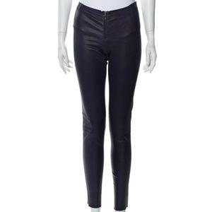 Authentic ALICE + OLIVIA Leather Skinny Leg Pants Size: US 4, Color is Deep Blue